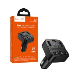 Hoco Wireless BT+FM Transmitter E87 Delta With 2 Ports USB+Type-C PD20W+QC3.0 35W Black